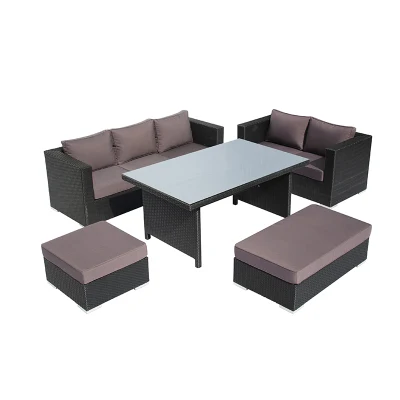  Bistro esterno canna vimini Rattan caffè Sedie divano Uplion patio Mobili Set divano da Giardino