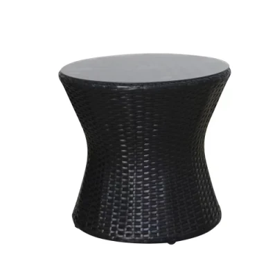  Mobili in vimini per patio Set cornice in alluminio 3 pezzi Portico anteriore Mobili Mobili per esterni Sedie in PE nero Rattan