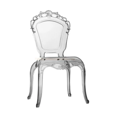 European Single Seaceats transparent Plastic Acrylic Banquet Outdoor Garden impilabile Sedia Belle Ghost Black King Poltrona per matrimoni