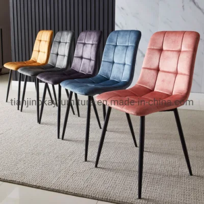  Commercio all&prime;ingrosso moderno Big Loading abilità Velvet tessuto da pranzo sedia Black Gambe metalliche