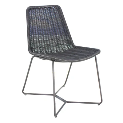  Giardino all&prime;ingrosso patio Black Wicker Armless Ristorante all&prime;aperto sedia da pranzo