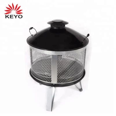 Tavolo rotondo per grigliate in metallo laminato da giardino all&prime;aperto Set con griglia antincendio regolabile con coperchio