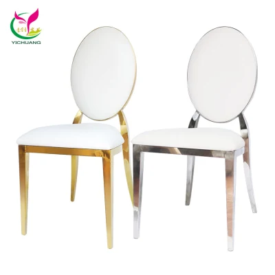  HC-SS26-2 Moern Gold Rim economici acciaio inossidabile Party evento bianco Cuscini impilabili sedie per matrimoni