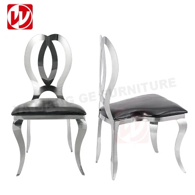  Ristorante dell&prime;hotel Argento acciaio inossidabile Butterfly Back Black Leather banchetto Sedia