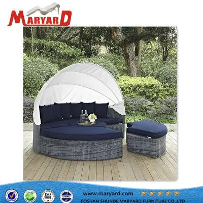 Outdoor Beach Wicker, letto rotondo, Rattan Chaise Sun Lounge