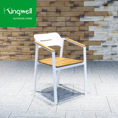  Mobili esterni patio alluminio cornice legno teak tavolo da pranzo Giardino Sedie
