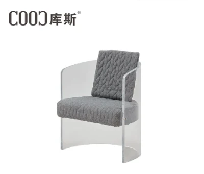  Moderna Mobili per la casa Grigio Accent Chair Crystal Dining Chair cuscino Sedia in acrilico trasparente