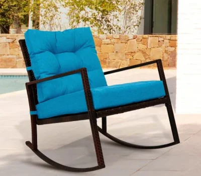  Sedia dondolo naturale Vendita a caldo cornice elegante Rattan esterno Sedia basculante stile