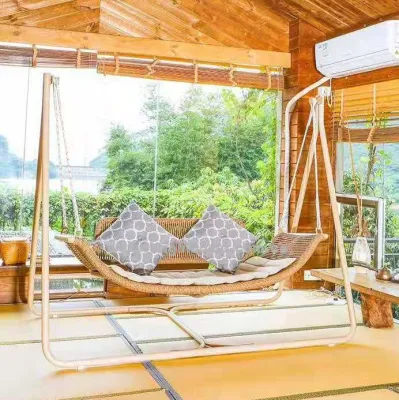 Alluminio PE Rattan Mobili per esterni tempo libero doppio brevettato Swing Hanging Sedia