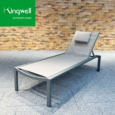  Mobili patio in alluminio rete lettino da sole Giardino sdraio con cuscino Per la piscina