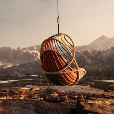 Mobili per esterni in acciaio Wicker forma uovo Hanging Giardino patio altalene Sedia