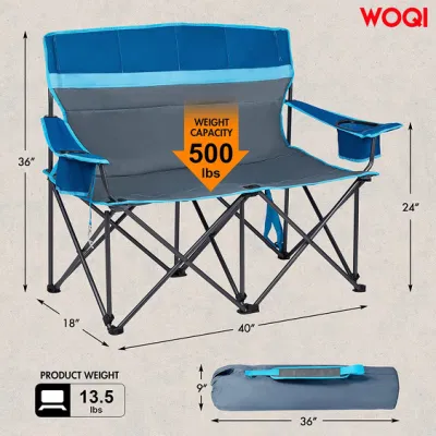  Woqi Campeggio regolabile all&prime;aperto leggero pieghevole con sedia da spiaggia doppia