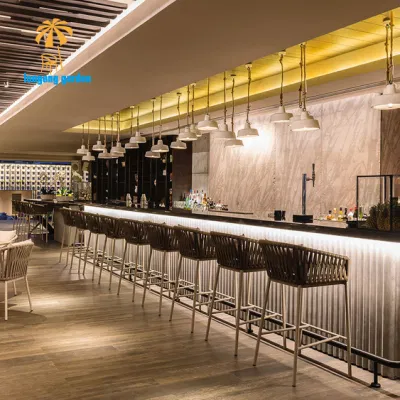  Foshan Luxury Hotel Restaurant Rope Woven Bar Sgabello sedia Con braccio