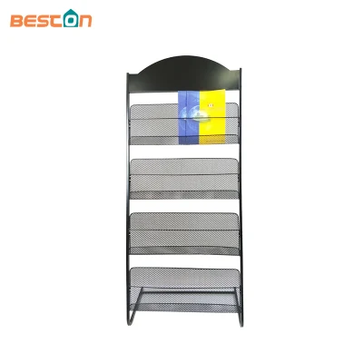  Rack espositore portatile per pavimenti con rivestimento in polvere per riviste metalliche utilizzato in Negozi/Negozio/Libreria