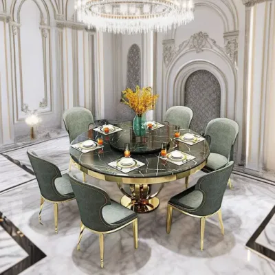 Mobili da pranzo in stile europeo Sedie moderne con cornice in oro bianco Cucina in acciaio inossidabile Boucle Accent Dining