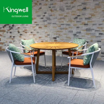  Tavolo rotondo in legno teck in legno massiccio personalizzato in stile nordico Giardino Set di mobili