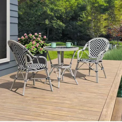  Prezzo conveniente Ristorante esterno sedia Rattan Set Mobili Francese Bistro Sedia