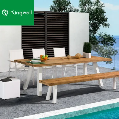  Set da tavolo da pranzo in legno di teak di alta qualità per mobili da ristorante all&prime;aperto
