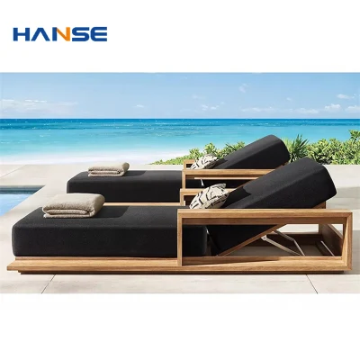  Moderni arredi esterni patio Spiaggia di legno Double Chaise Lounge Sun Giardino Lounger