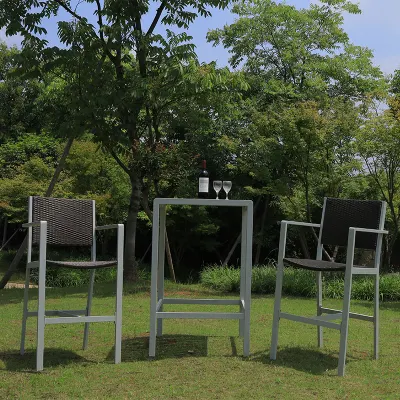  Set di mobili da esterno per patio con tavolino da caffè per 3 PZ Cortile e bistrot