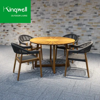  Set da pranzo Garden Cafe impilabile, mobili in teak all&prime;aperto, tavolo da patio E sedie