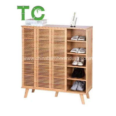  Armadietto di stoccaggio per calzature in bambù di alta qualità, organizer di stoccaggio per rack con pattini indipendenti