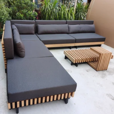  Arredamento personalizzato per il giardino dell&prime;hotel, patio, set di arredi per il tempo libero, angolo cinese in teak Divano modulare per esterni