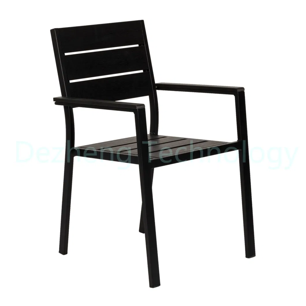 Wholesale Garden Patio Black Plastic Wood Outdoor Restaurant Dining Chair