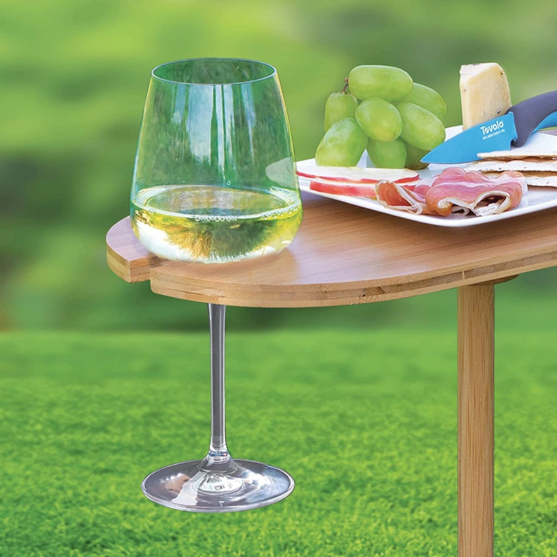 Bamboo Outdoor Picnic Camping Ground Stake Table for Glass, Beach, or Other Soft Floor