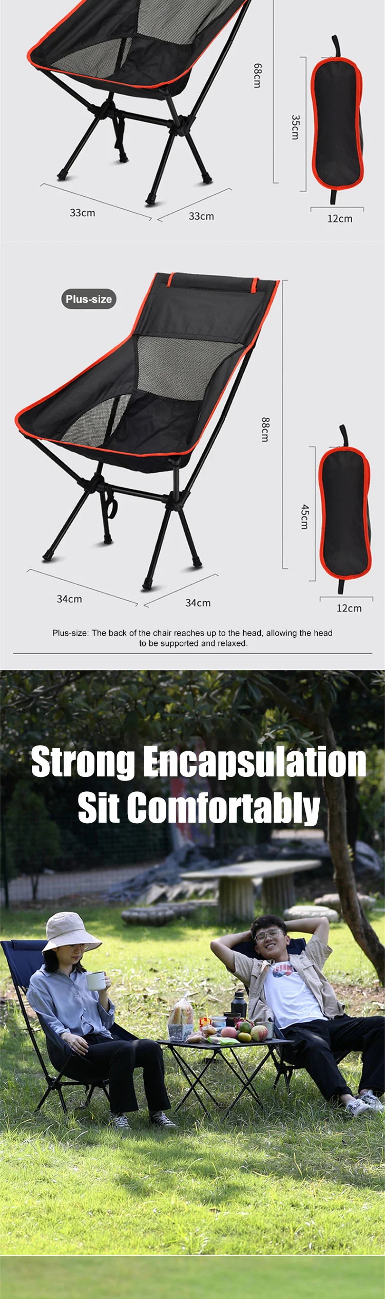 Aluminum Frame Collapsible Folding Heavy Duty Rocking Moon Camping Chair