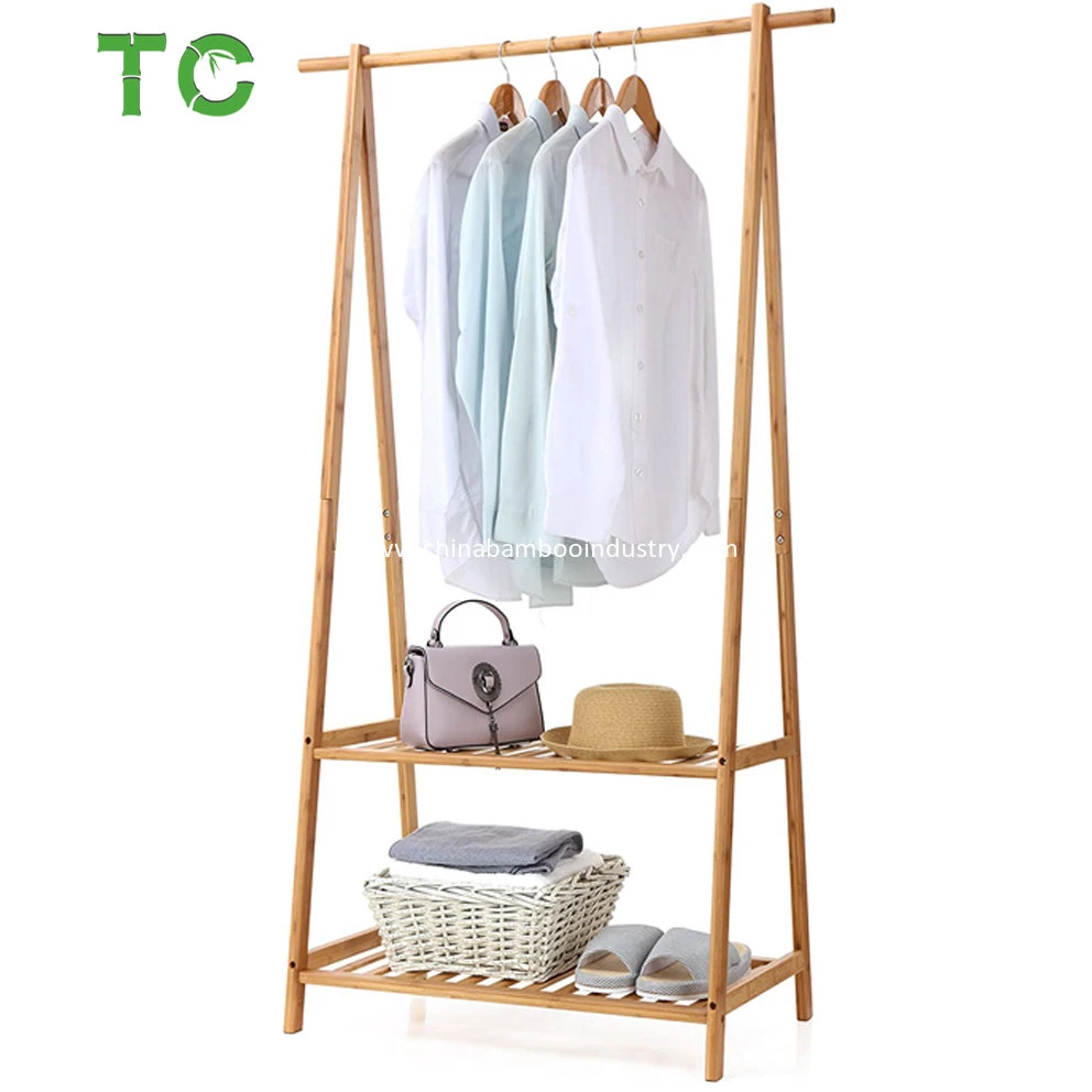 Bamboo Garment Rack Cloth Rack Coat Rack Flower Stand 2-Tier Shoe Storage Shelves