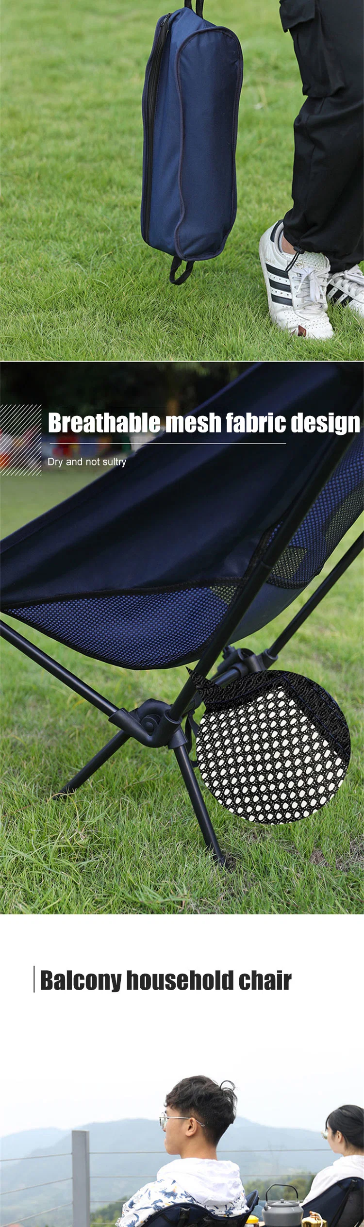 Aluminum Frame Collapsible Folding Heavy Duty Rocking Moon Camping Chair