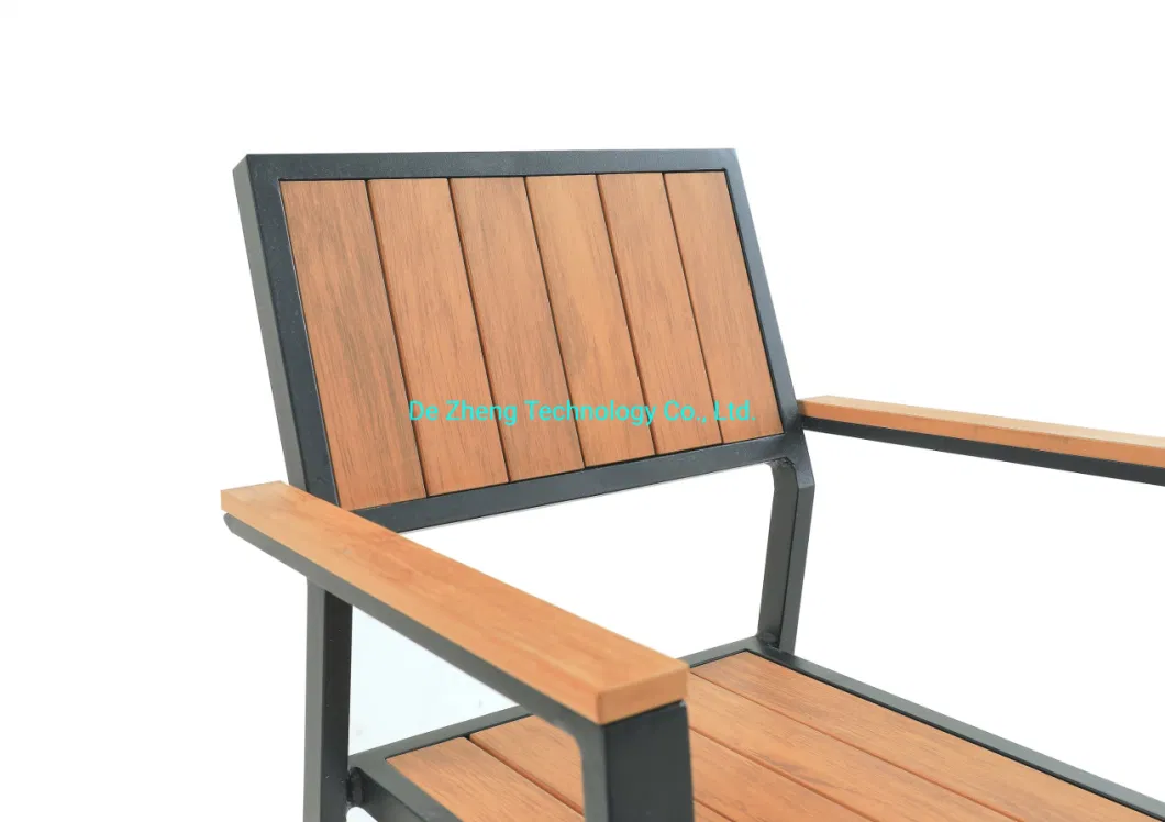 Garden Modern Leisure Dining Outdoor Coffee Shop Cafe Chair with Aluminum Plastic Wood