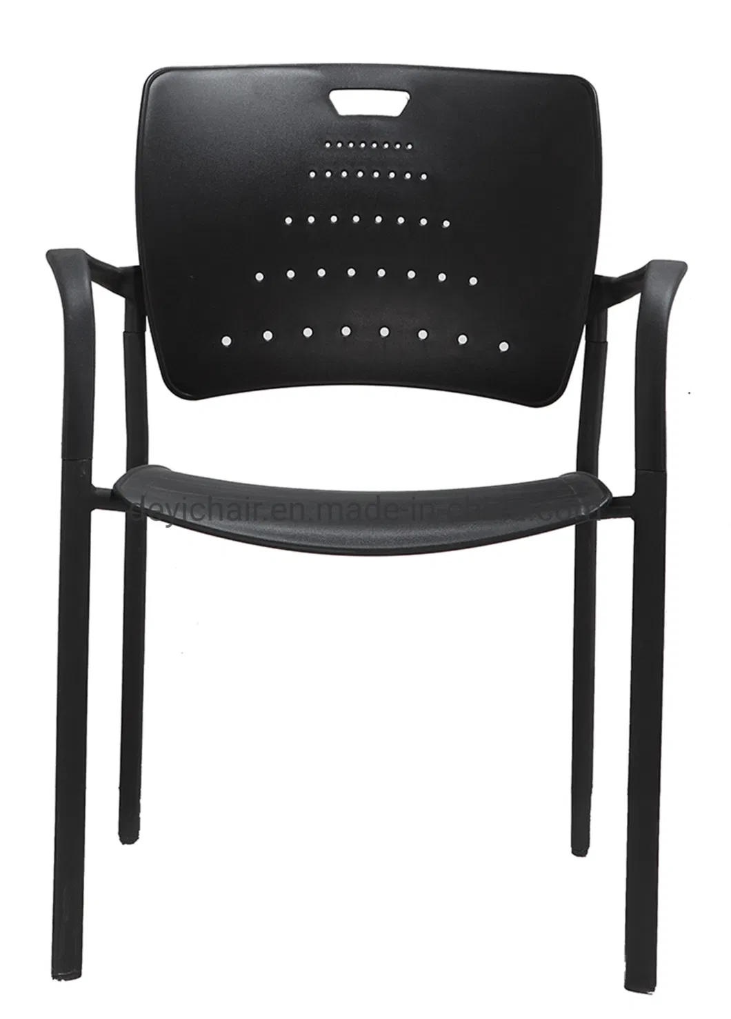 Black Color Metal Coated Frame Foldable Plastic Back Seat Cover 25mm Tube 1.8mm Thickness Conference Room Chair