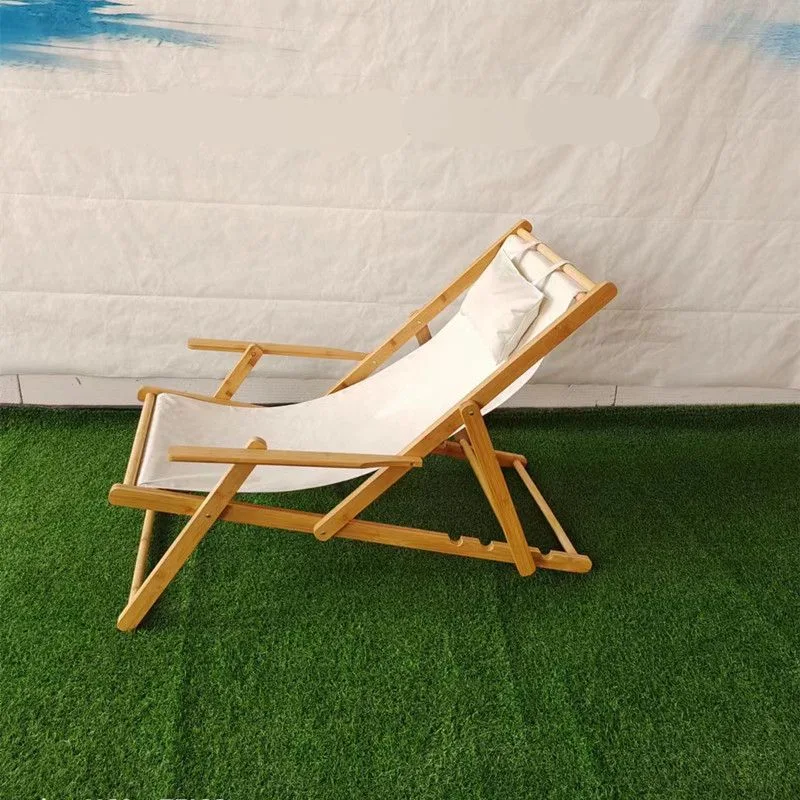 Picture Printed Wooden Deck Chair Folding Garden Beach Seaside Deckchair Stripe Garden Seaside Sunny Beach Recliner