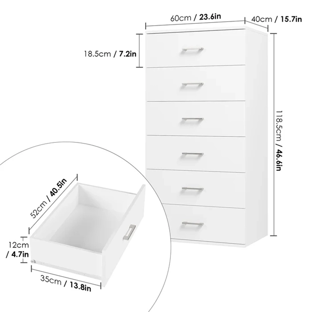 Modern Home Furniture White Narrow Bedroom Storage Cabinet Chest of Drawers