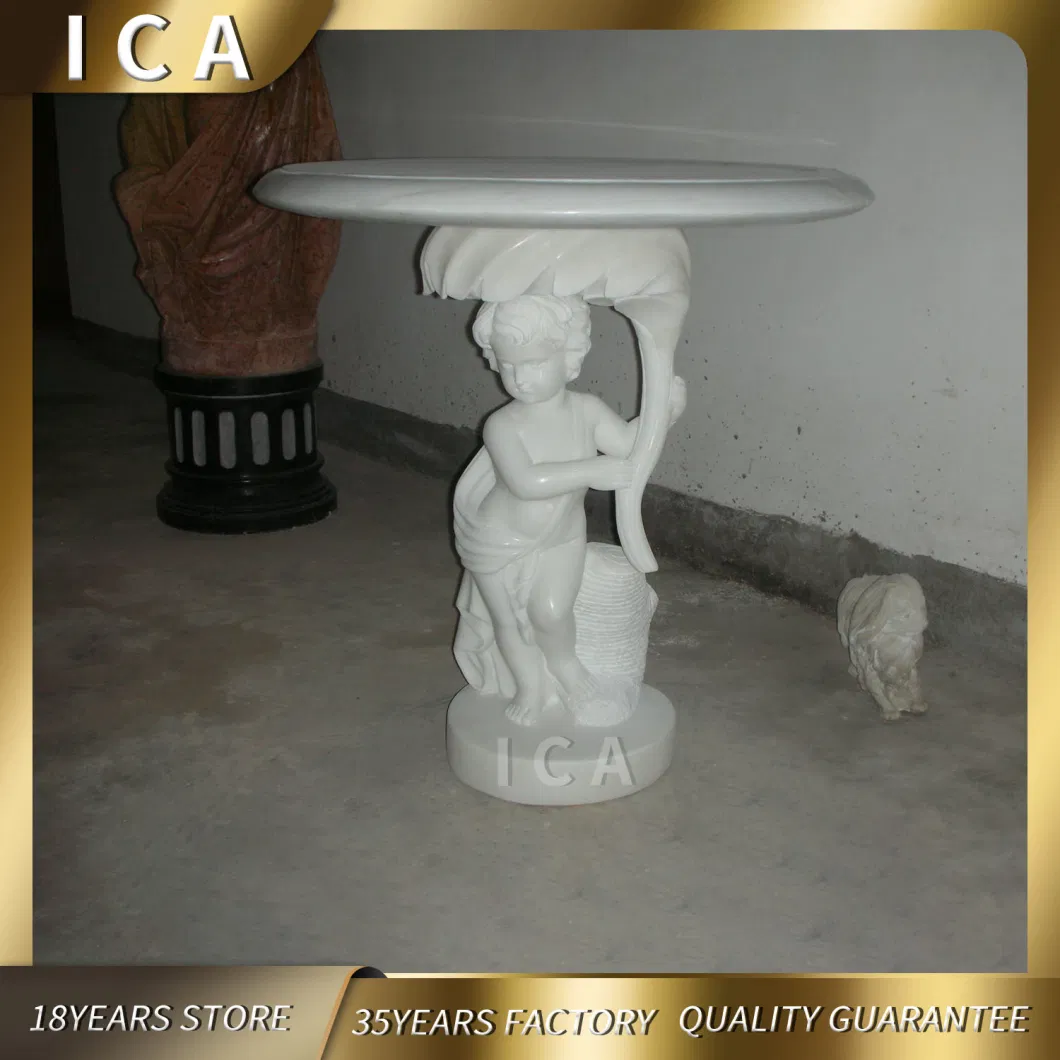 Manufacturer Wholesale Round Natural Children Statue Marble Garden Table