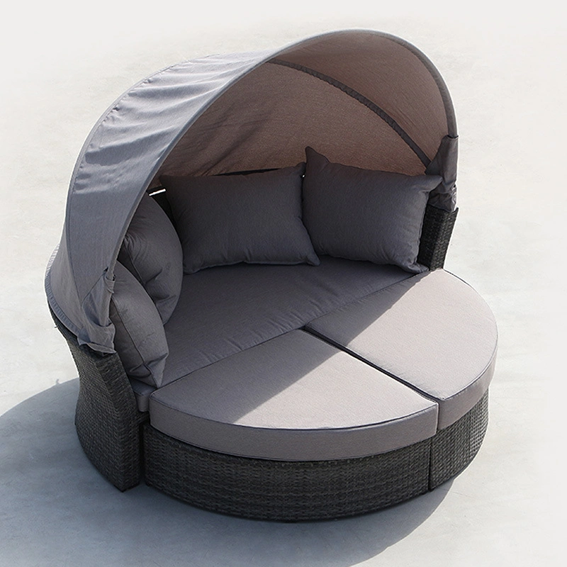 Factory Outlets Patio Rattan Garden Furniture Round Rattan Daybed Outdoor Pool Beach Sunbed Sun Lounger