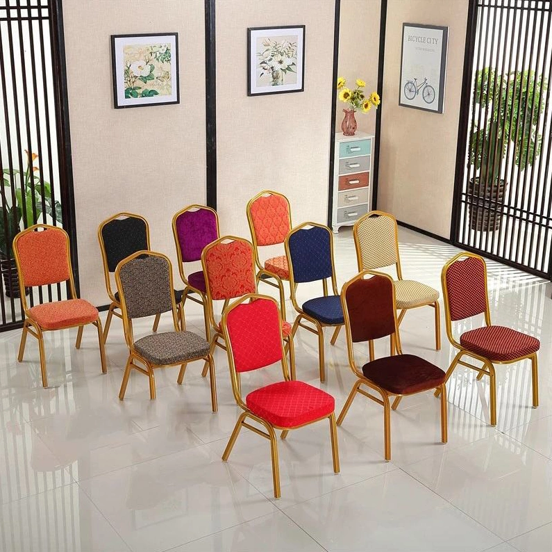 Wholesale Cheap Luxury Stackable Rental Gold Metal Iron Steel Frame Event Wedding Hotel Hall Furniture Banquet Chairs for Sale