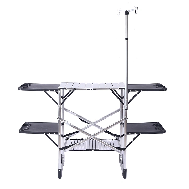 Folding Camping Kitchen Table, Portable Aluminum Picnic Table Outdoor Quick Set-up Dining Table Cook Station Table for BBQ Party