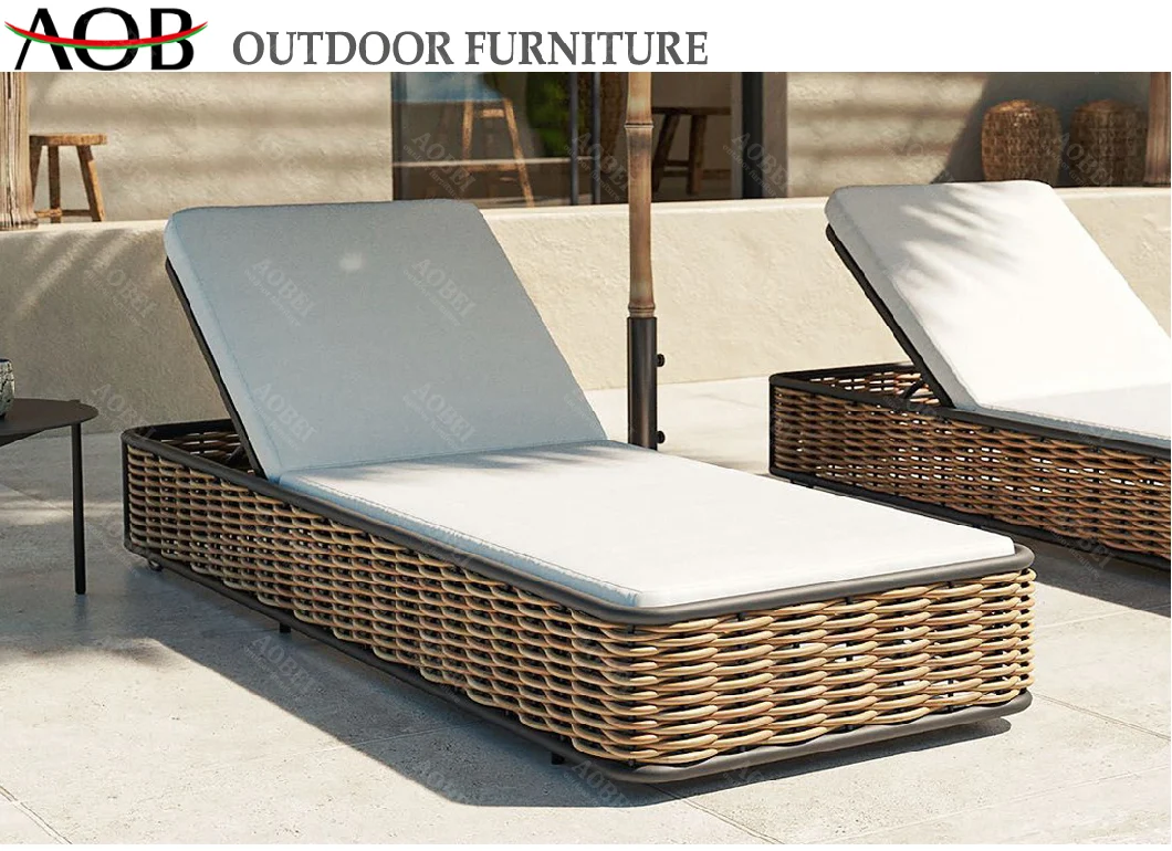 Commercial Grade Hotel Poolside Outdoor Furniture Aluminum Sunbed Chaise Lounge