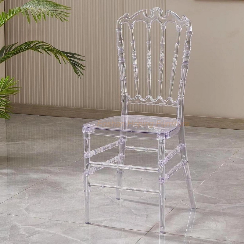 European Single Seats Transparent Plastic Acrylic Banquet Outdoor Garden Stackable Belle Ghost Chair Black King Throne Armchair for Wedding