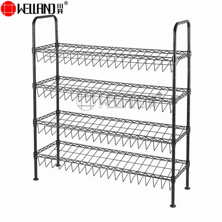 Vertical 4 Tier DIY Shoe Stand Storage Organizer Epoxy Coated Metal Wire Shoe Rack