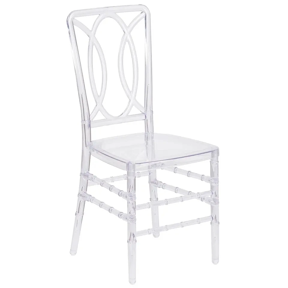 Wholesale Cheap Price Clear Plastic Resin Chivari Tiffany Phoenix Napoleon Transparent Hotel Chiavari Chair for Wedding