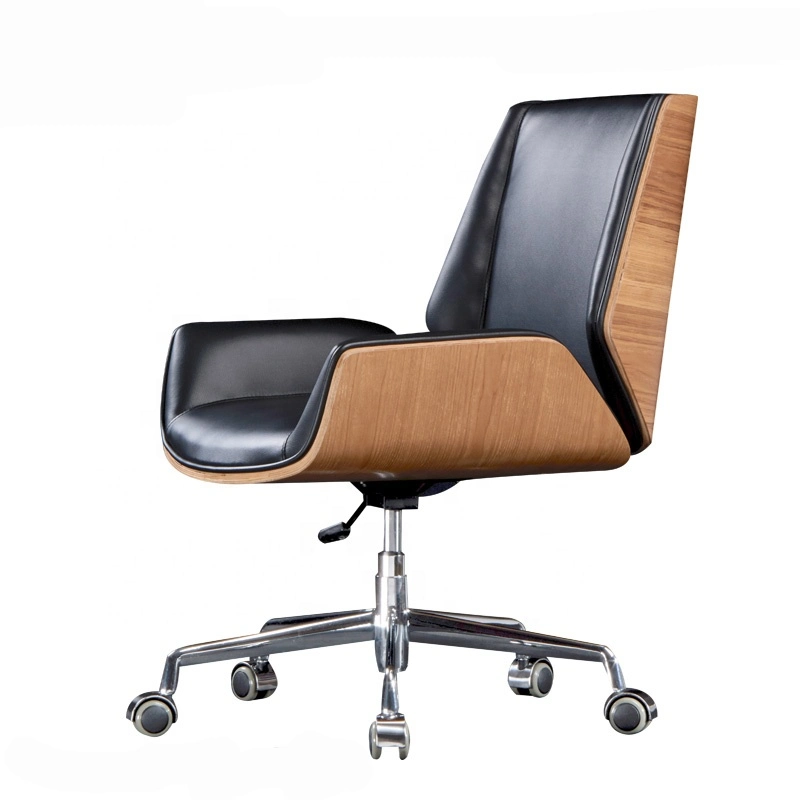 Adjustable PU Leather Office Lift Chair Bent Wood Chair