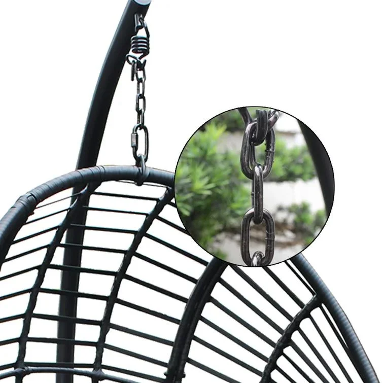 Outdoor Garden Chair Black Folding Swing UV Resistant Wicker Hanging Lounge PE Rattan Swing Chair