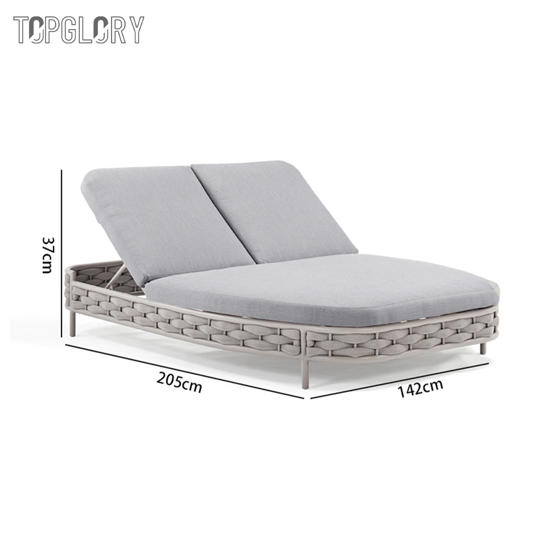 Outdoor Patio Garden Furniture Courtyard Luxury Aluminum Chaise Double Bed Sun Lounger