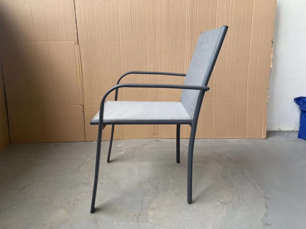 Outdoor Garden Black Mixed White Textilene Chair