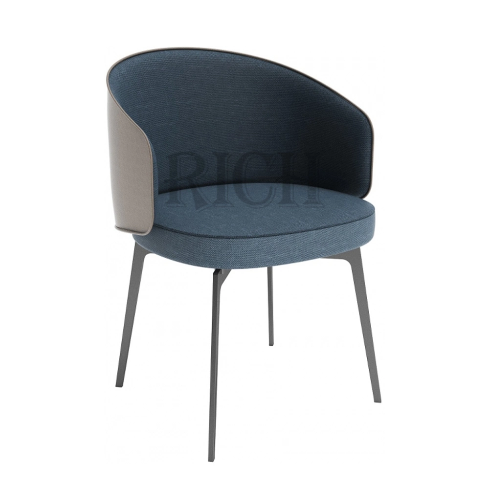 Fabric Nordic Restaurant Dining Chair with Arm Black Legs Kitchen Gray Dining Chair