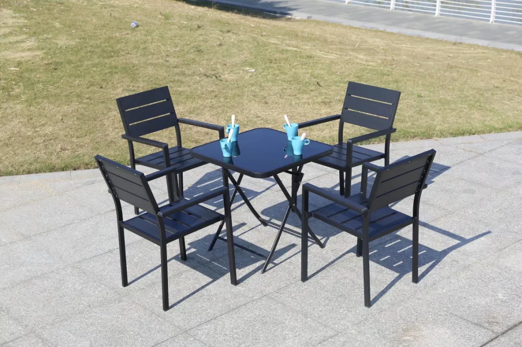 Outdoor Leisure Milk Tea Shop Folding Table Combination of Small Round Tables and Chairs Outside Balcony Garden Chairs and Tables